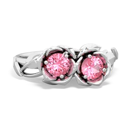 Lab Pink Sapphire Rose Garden 14K White Gold ring R5510