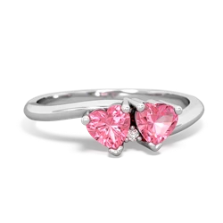 Lab Pink Sapphire Sweethearts 14K White Gold ring R5260