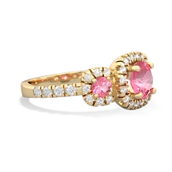 Lab Pink Sapphire Regal Halo 14K Yellow Gold ring R5350