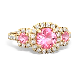 Lab Pink Sapphire Regal Halo 14K Yellow Gold ring R5350