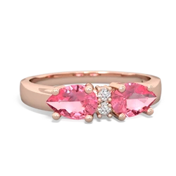 Lab Pink Sapphire Pear Bowtie 14K Rose Gold ring R0865