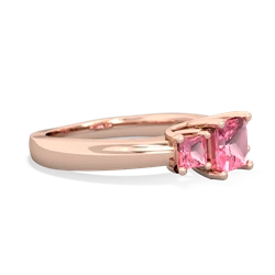 Lab Pink Sapphire Three Stone Trellis 14K Rose Gold ring R4015