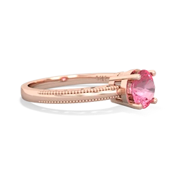 Lab Pink Sapphire Milgrain Filigree 14K Rose Gold ring R5090