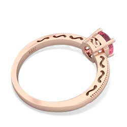 Lab Pink Sapphire Milgrain Filigree 14K Rose Gold ring R5090