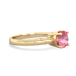 Lab Pink Sapphire Milgrain Filigree 14K Yellow Gold ring R5090