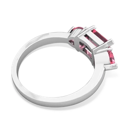 Lab Pink Sapphire Three Stone 14K White Gold ring R5235