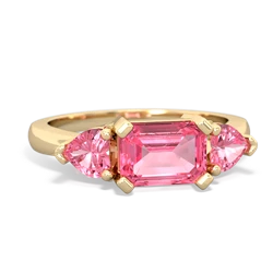 Lab Pink Sapphire Three Stone 14K Yellow Gold ring R5235