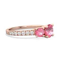 Lab Pink Sapphire Pave Trellis 14K Rose Gold ring R5500