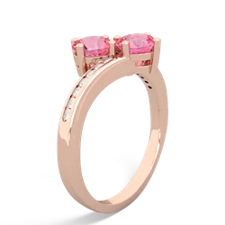 Lab Pink Sapphire Channel Set Two Stone 14K Rose Gold ring R5303