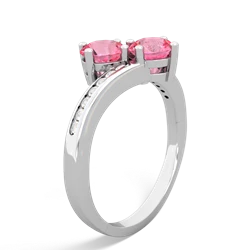 Lab Pink Sapphire Channel Set Two Stone 14K White Gold ring R5303