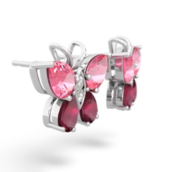 Lab Pink Sapphire Butterfly 14K White Gold earrings E2215