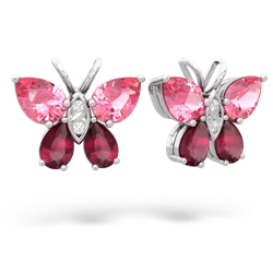 Lab Pink Sapphire Butterfly 14K White Gold earrings E2215