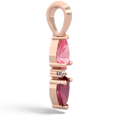Lab Pink Sapphire Bowtie Drop 14K Rose Gold pendant P0865