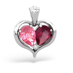 Lab Pink Sapphire Two Become One 14K White Gold pendant P5330