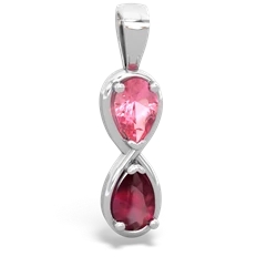 Lab Pink Sapphire Infinity 14K White Gold pendant P5050