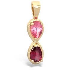 Lab Pink Sapphire Infinity 14K Yellow Gold pendant P5050