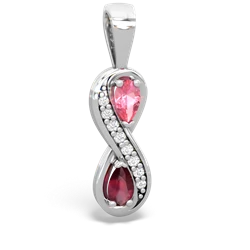 Lab Pink Sapphire Diamond Infinity 14K White Gold pendant P5390