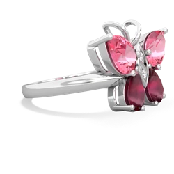 Lab Pink Sapphire Butterfly 14K White Gold ring R2215