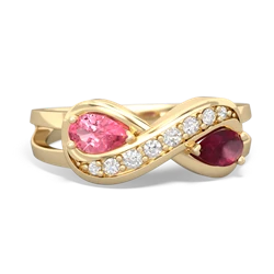 Lab Pink Sapphire Diamond Infinity 14K Yellow Gold ring R5390