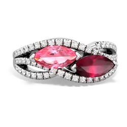 Lab Pink Sapphire Diamond Rivers 14K White Gold ring R3070