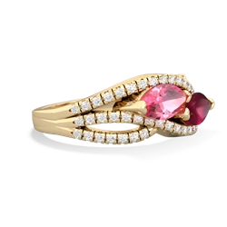 Lab Pink Sapphire Diamond Rivers 14K Yellow Gold ring R3070