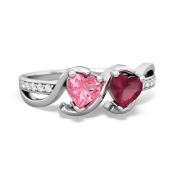 Lab Pink Sapphire Side By Side 14K White Gold ring R3090