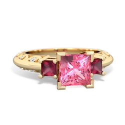 Lab Pink Sapphire Eternal Embrace Engagement 14K Yellow Gold ring C2001