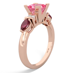 Lab Pink Sapphire 6Mm Princess Eternal Embrace Engagement 14K Rose Gold ring C2002