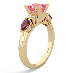 Lab Pink Sapphire 6Mm Princess Eternal Embrace Engagement 14K Yellow Gold ring C2002