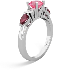 Lab Pink Sapphire 6Mm Round Eternal Embrace Engagement 14K White Gold ring R2005