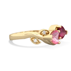 Lab Pink Sapphire Floral Elegance 14K Yellow Gold ring R5790