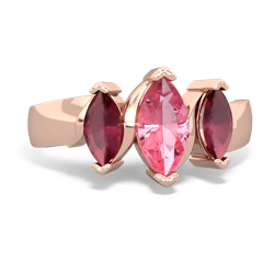 Lab Pink Sapphire Three Peeks 14K Rose Gold ring R2433