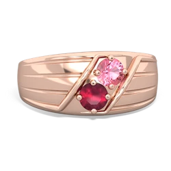 Lab Pink Sapphire Men's Streamline 14K Rose Gold ring R0460