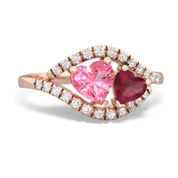 Lab Pink Sapphire Mother And Child 14K Rose Gold ring R3010