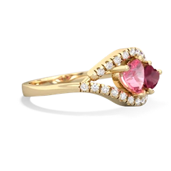 Lab Pink Sapphire Mother And Child 14K Yellow Gold ring R3010