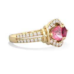 Lab Pink Sapphire Art-Deco Keepsake 14K Yellow Gold ring R5630