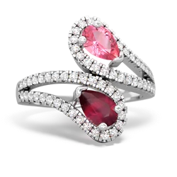 Lab Pink Sapphire Diamond Dazzler 14K White Gold ring R3000