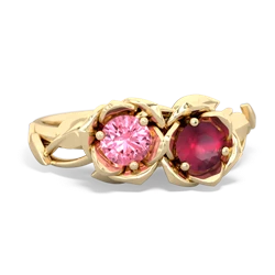 Lab Pink Sapphire Rose Garden 14K Yellow Gold ring R5510