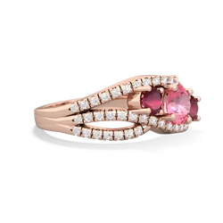 Lab Pink Sapphire Three Stone Aurora 14K Rose Gold ring R3080