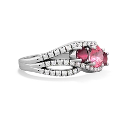 Lab Pink Sapphire Three Stone Aurora 14K White Gold ring R3080