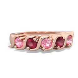 Lab Pink Sapphire Anniversary Band 14K Rose Gold ring R2089