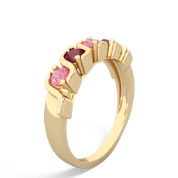 Lab Pink Sapphire Anniversary Band 14K Yellow Gold ring R2089