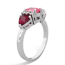 Lab Pink Sapphire Antique Style Three Stone 14K White Gold ring R2186