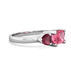 Lab Pink Sapphire Three Stone 14K White Gold ring R5235