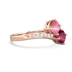 Lab Pink Sapphire Channel Set Two Stone 14K Rose Gold ring R5303