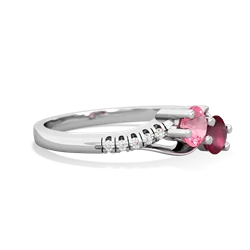 Lab Pink Sapphire Infinity Pave Two Stone 14K White Gold ring R5285