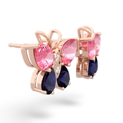 Lab Pink Sapphire Butterfly 14K Rose Gold earrings E2215