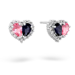 Lab Pink Sapphire Halo 14K White Gold earrings E7008