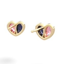 Lab Pink Sapphire 'Our Heart' 14K Yellow Gold earrings E5072