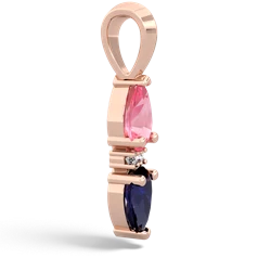 Lab Pink Sapphire Bowtie Drop 14K Rose Gold pendant P0865
